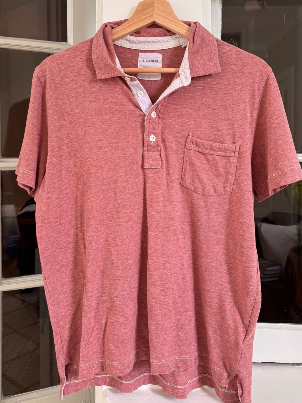 Billy Reid Pensacola Polo M Faded Brick Red Cotton Pocket